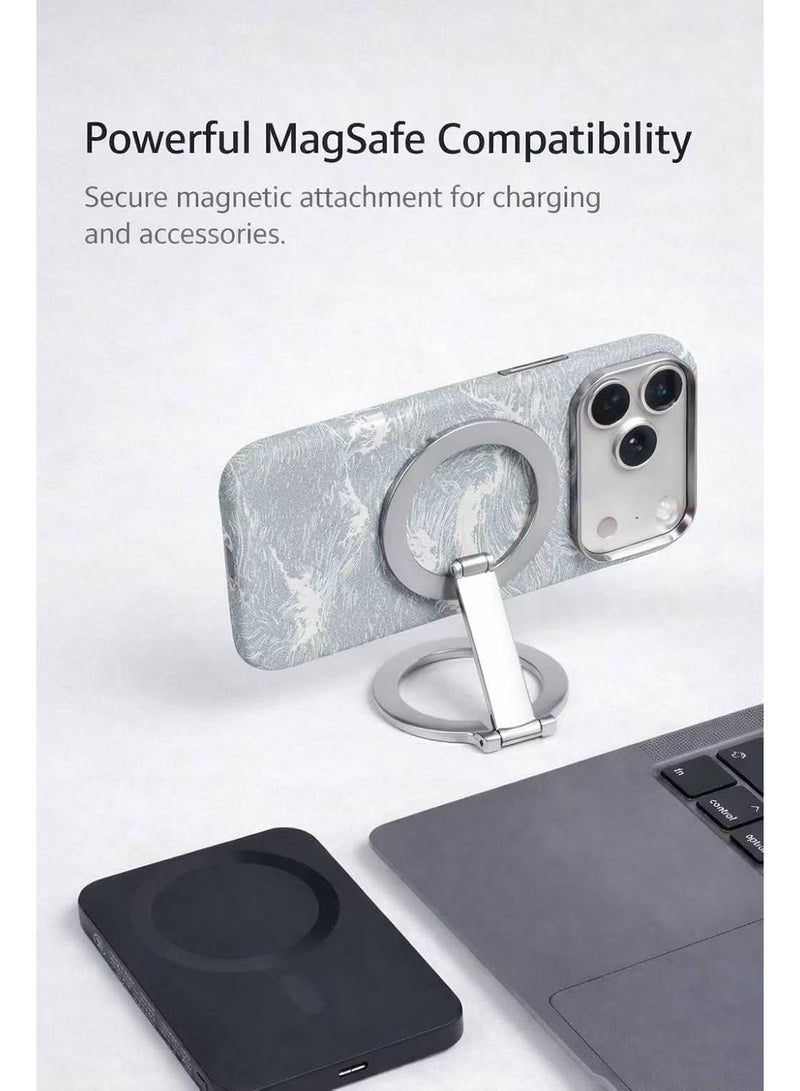 Ecosystem Case For iPhone 17 Pro Max, Aramid Fiber Woven Cover Compatible with Magnetic Wireless charger,1500D Fiber Textures, Slim Fit,Luminous effect, Exceptional Cover 17 Pro Max (Wave Silver) - Image 4